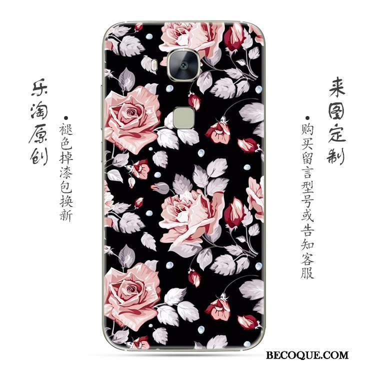 Huawei G7 Plus Coque Gris Fluide Doux Simple Transparent Rose Fleur