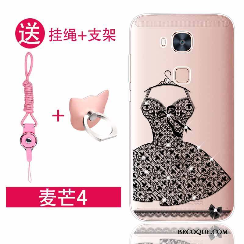 Huawei G7 Plus Coque Incassable Protection Rose Silicone Fluide Doux Strass