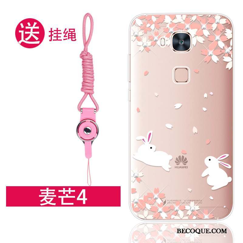 Huawei G7 Plus Coque Incassable Protection Rose Silicone Fluide Doux Strass