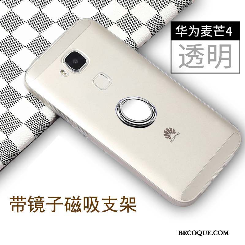 Huawei G7 Plus Coque Incassable Transparent Fluide Doux Protection Anneau Or
