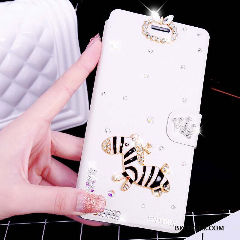 Huawei G7 Plus Coque Étui Clamshell Étui En Cuir Incassable Protection Strass