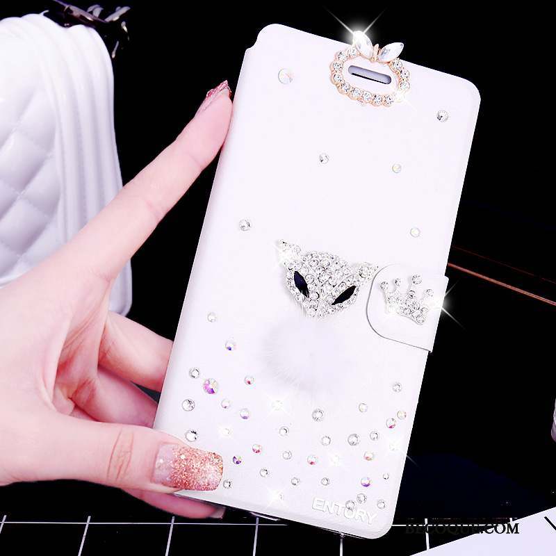 Huawei G7 Plus Coque Étui Clamshell Étui En Cuir Incassable Protection Strass