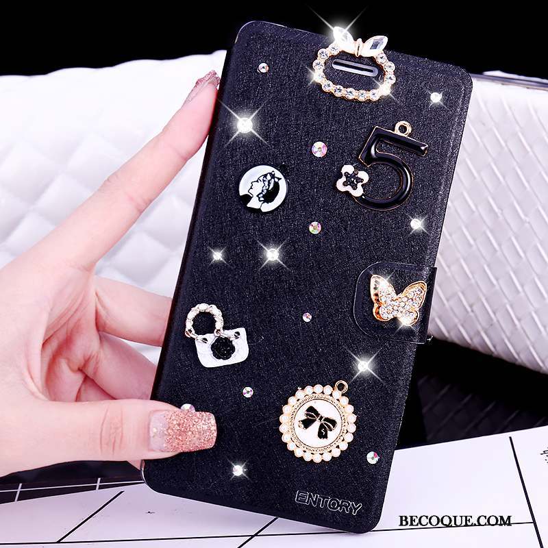 Huawei G7 Plus Coque Étui Clamshell Étui En Cuir Incassable Protection Strass