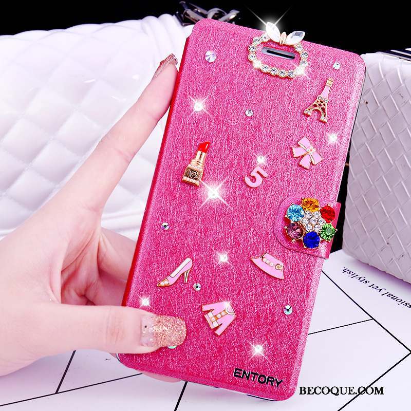 Huawei G7 Plus Coque Étui Clamshell Étui En Cuir Incassable Protection Strass