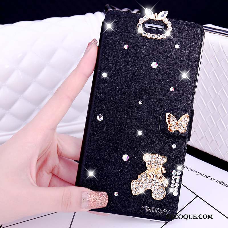 Huawei G7 Plus Coque Étui Clamshell Étui En Cuir Incassable Protection Strass