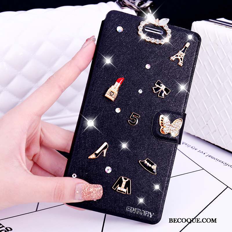 Huawei G7 Plus Coque Étui Clamshell Étui En Cuir Incassable Protection Strass