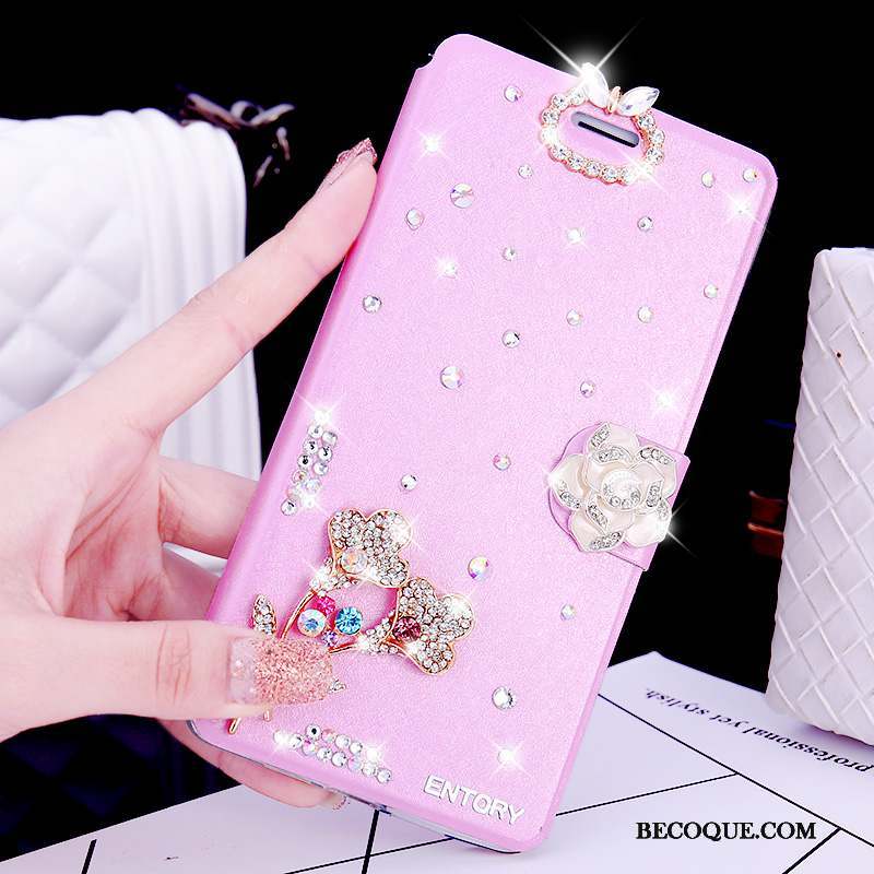 Huawei G7 Plus Fluide Doux Or Étui En Cuir Housse Coque De Téléphone Strass