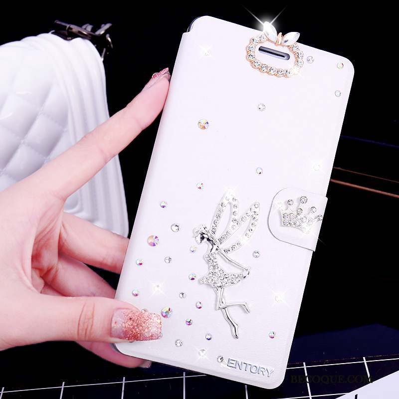 Huawei G7 Plus Fluide Doux Or Étui En Cuir Housse Coque De Téléphone Strass