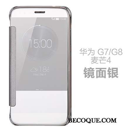 Huawei G7 Plus Violet Housse Étui En Cuir Protection Miroir Coque