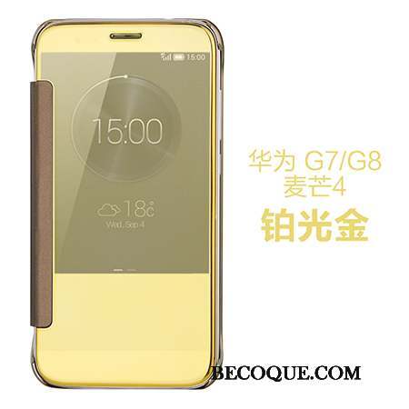 Huawei G7 Plus Violet Housse Étui En Cuir Protection Miroir Coque