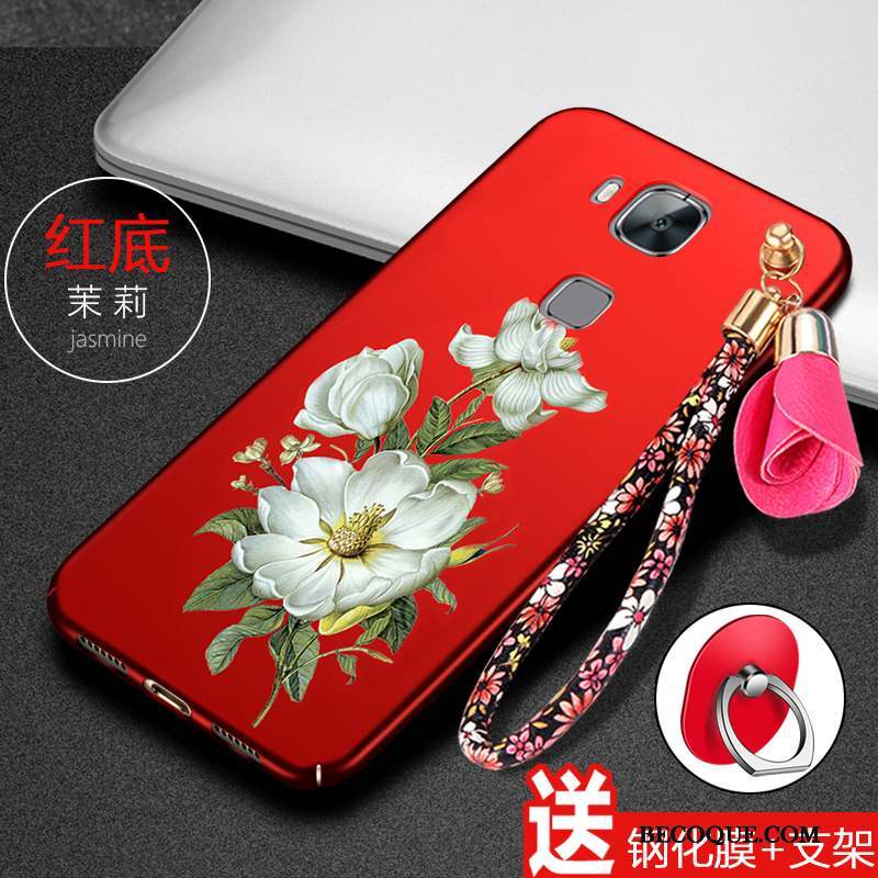 Huawei G7 Plus Étui Rouge Silicone Délavé En Daim Coque De Téléphone Incassable