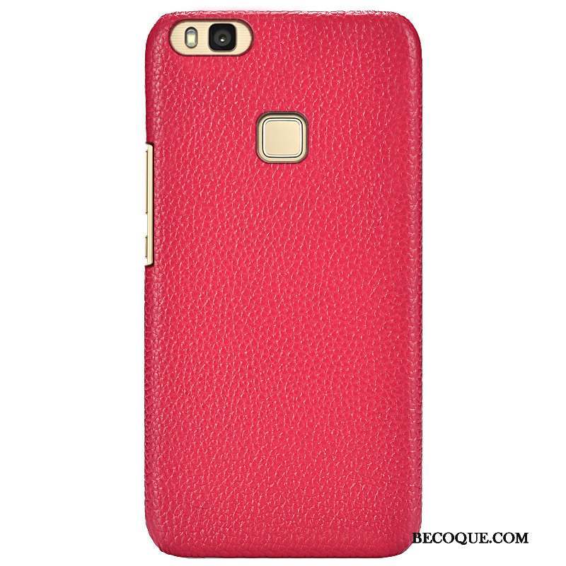 Huawei G9 Lite Coque Incassable Simple Étui En Cuir Rouge Cuir Véritable Difficile