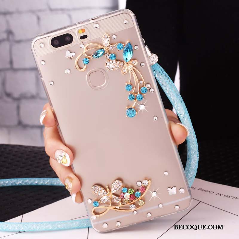 Huawei G9 Lite Strass Anneau Bleu Protection Coque De Téléphone Étui