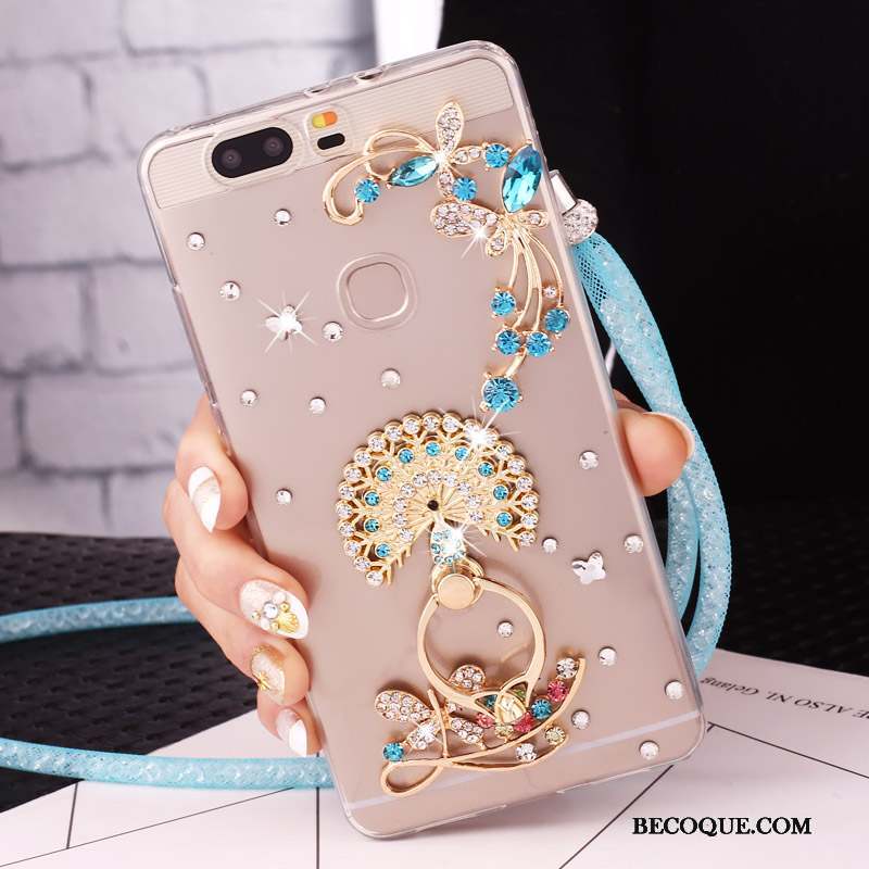 Huawei G9 Lite Strass Anneau Bleu Protection Coque De Téléphone Étui