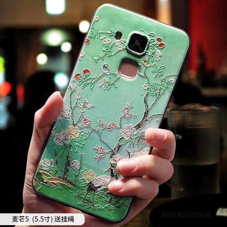 Huawei G9 Plus Coque Incassable Silicone Vert Tout Compris Fluide Doux Style Chinois