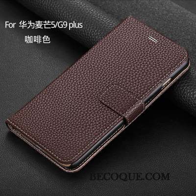 Huawei G9 Plus Coque Protection Tout Compris Étui En Cuir Rouge Portefeuille Clamshell