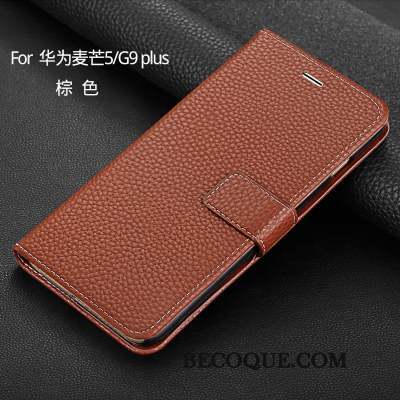 Huawei G9 Plus Coque Protection Tout Compris Étui En Cuir Rouge Portefeuille Clamshell