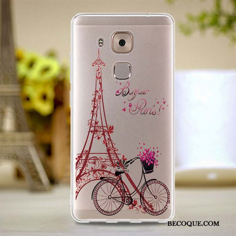 Huawei G9 Plus Coque Rose Transparent Silicone Rouge Tout Compris Fluide Doux