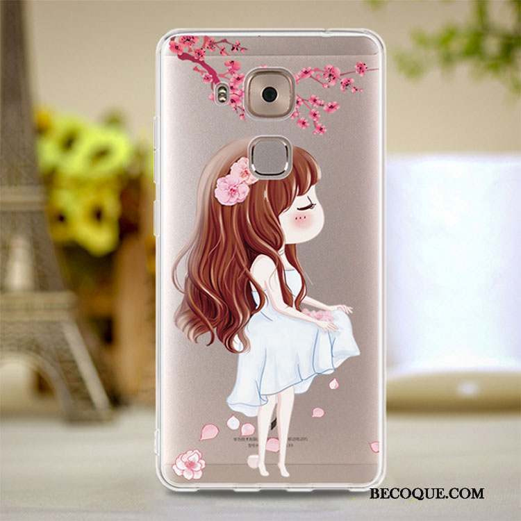 Huawei G9 Plus Coque Rose Transparent Silicone Rouge Tout Compris Fluide Doux