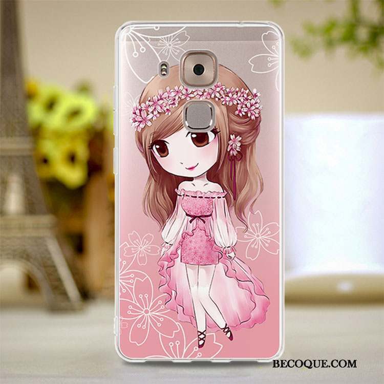 Huawei G9 Plus Coque Rose Transparent Silicone Rouge Tout Compris Fluide Doux