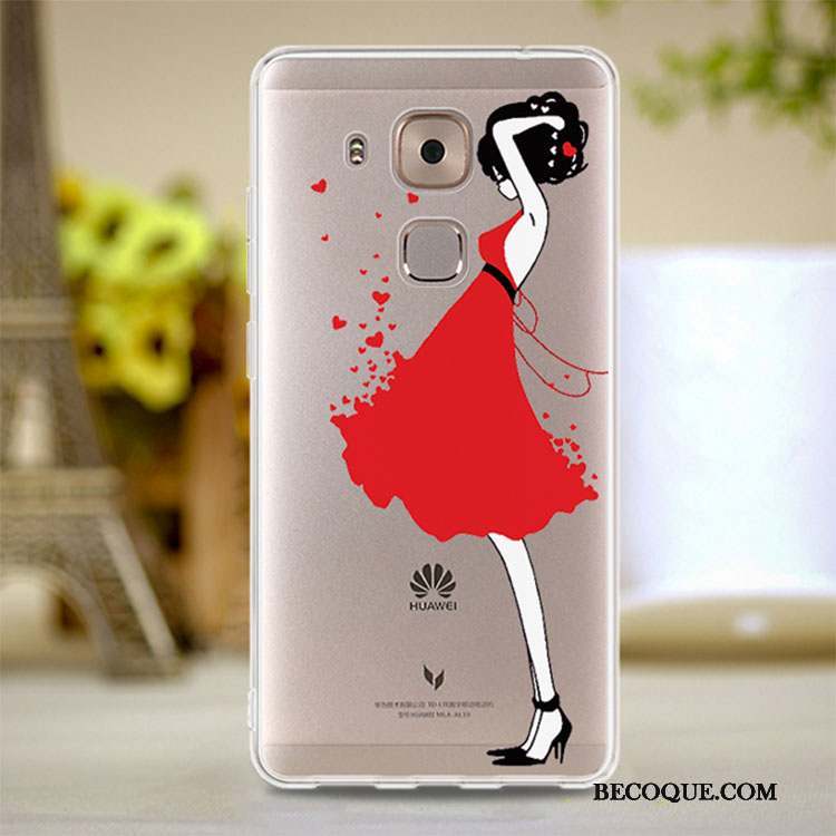 Huawei G9 Plus Coque Rose Transparent Silicone Rouge Tout Compris Fluide Doux