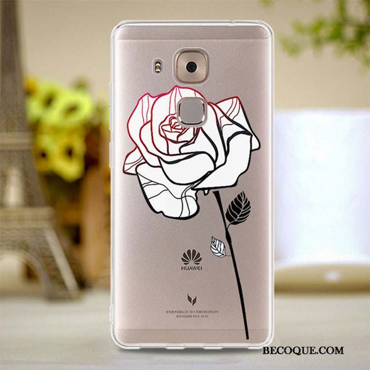 Huawei G9 Plus Coque Rose Transparent Silicone Rouge Tout Compris Fluide Doux
