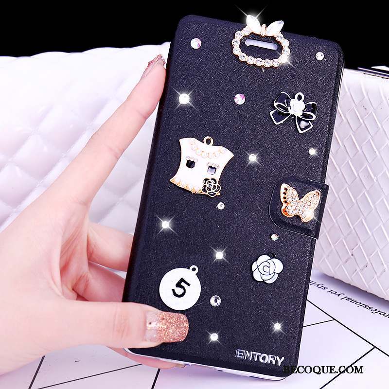 Huawei G9 Plus Incassable Rose Clamshell Incruster Strass Coque De Téléphone Étui En Cuir