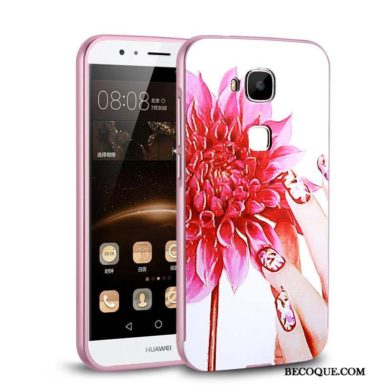 Huawei G9 Plus Rose Argent Métal Border Coque De Téléphone