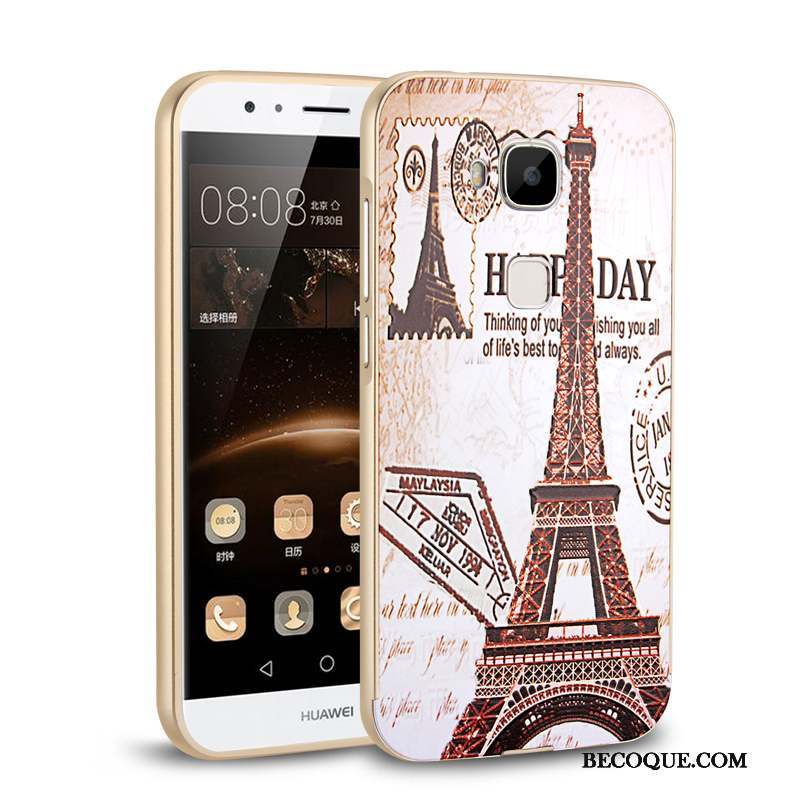 Huawei G9 Plus Rose Argent Métal Border Coque De Téléphone