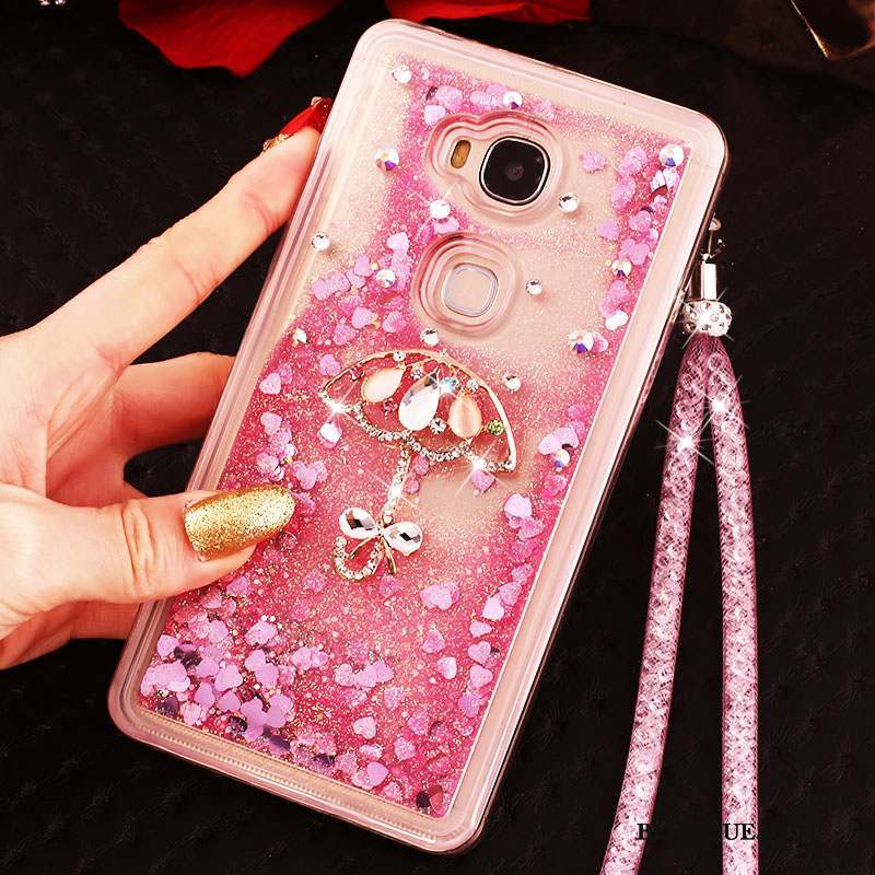 Huawei G9 Plus Transparent Étui Coque De Téléphone Rose Anneau Quicksand