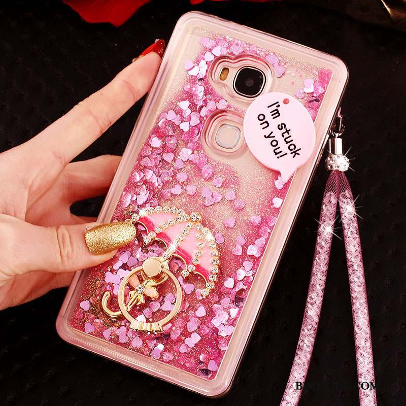 Huawei G9 Plus Transparent Étui Coque De Téléphone Rose Anneau Quicksand