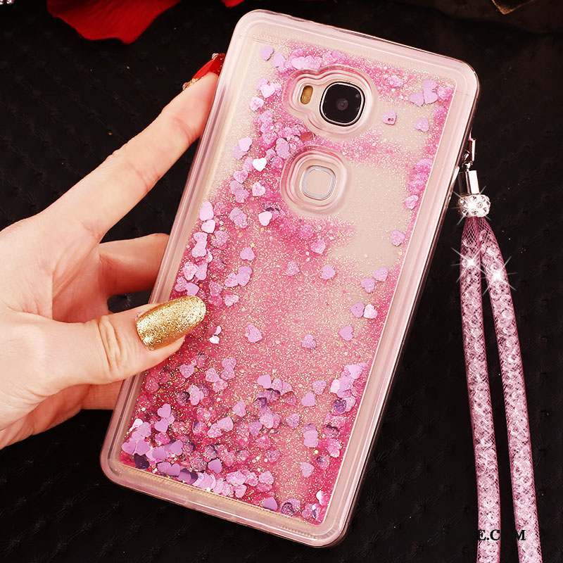 Huawei G9 Plus Transparent Étui Coque De Téléphone Rose Anneau Quicksand