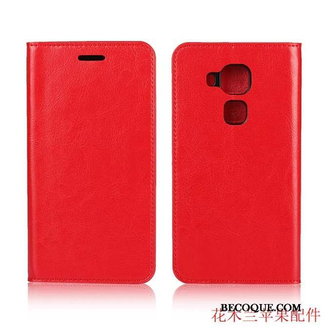 Huawei G9 Plus Étui En Cuir Coque De Téléphone Rouge Cuir Véritable Incassable Clamshell