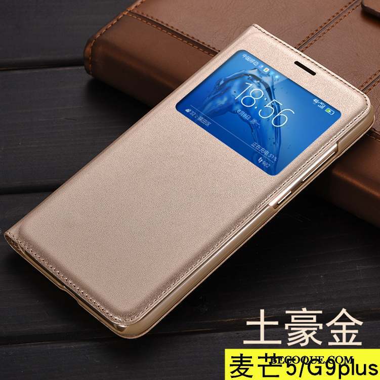 Huawei G9 Plus Étui En Cuir Housse Protection Or Coque De Téléphone