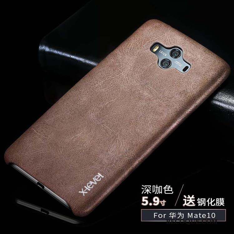 Huawei Mate 10 Business Clair Coque Incassable Or Cuir