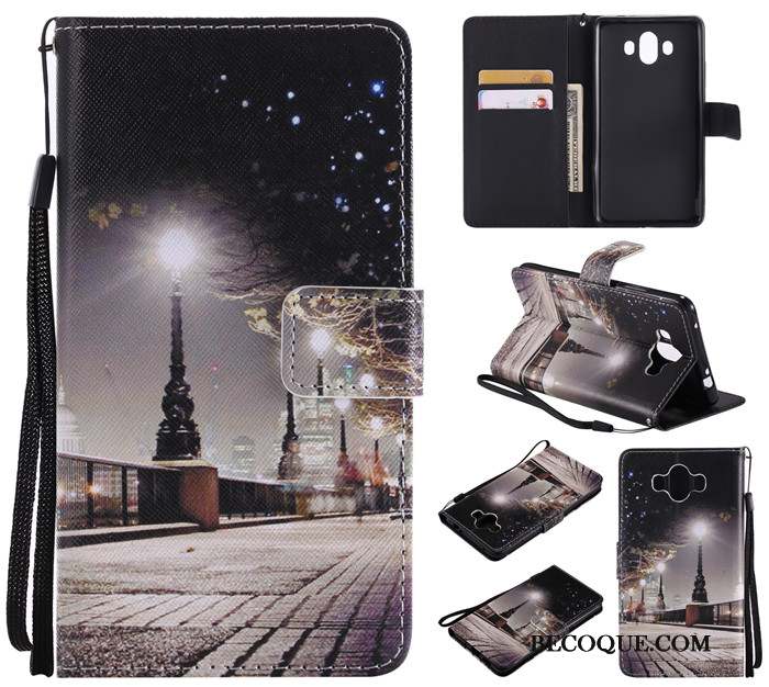 Huawei Mate 10 Clamshell Dessin Animé Coque De Téléphone Fluide Doux Bleu Clair Protection