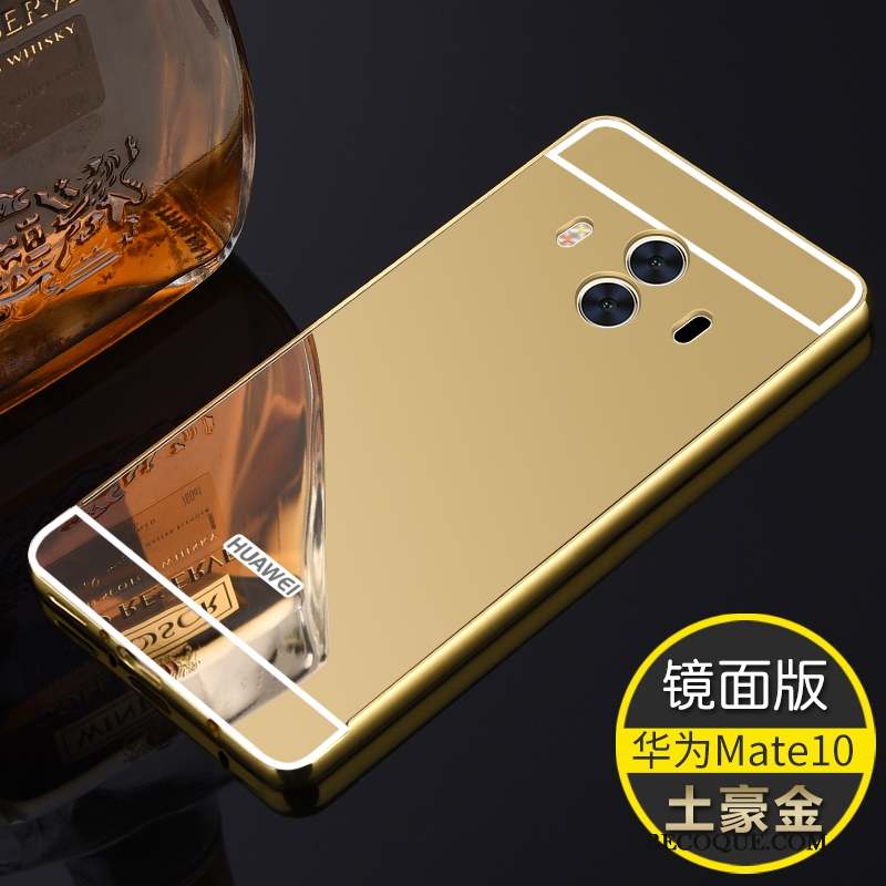 Huawei Mate 10 Coque Couvercle Arrière Miroir Incassable Border Tendance Étui