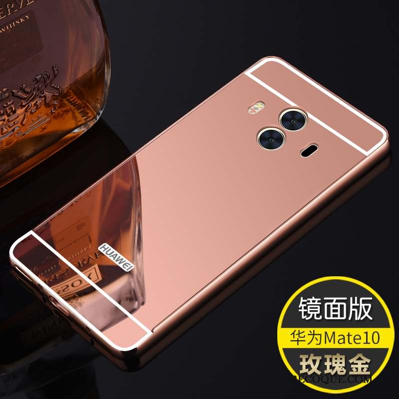 Huawei Mate 10 Coque Couvercle Arrière Miroir Incassable Border Tendance Étui