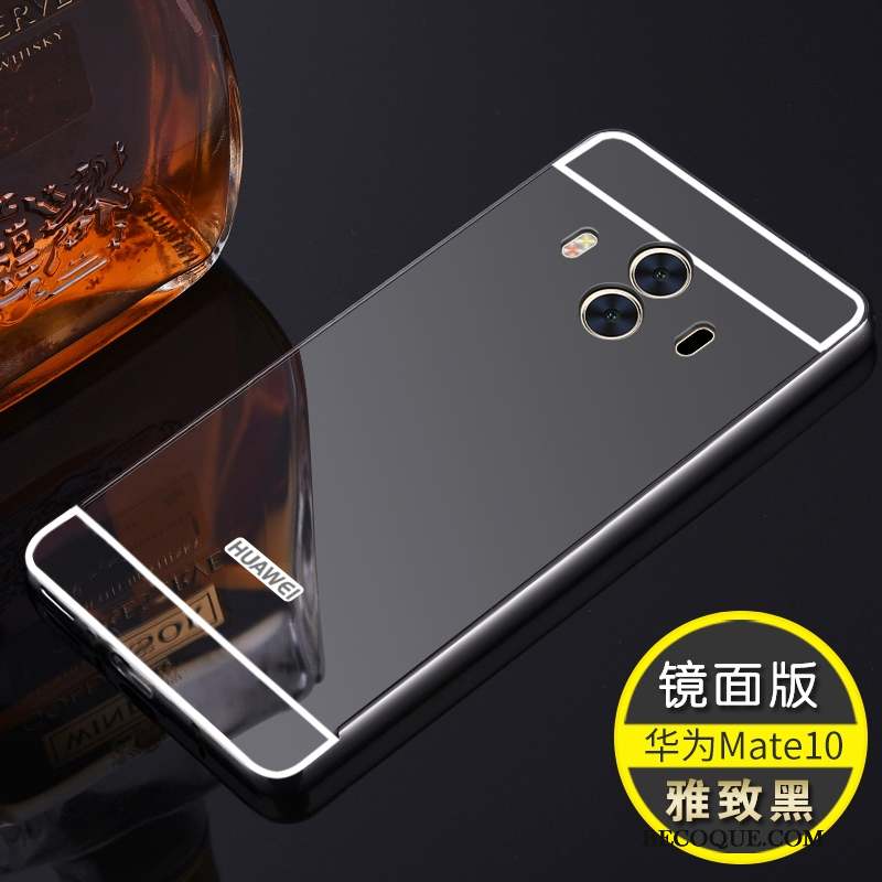 Huawei Mate 10 Coque Couvercle Arrière Miroir Incassable Border Tendance Étui