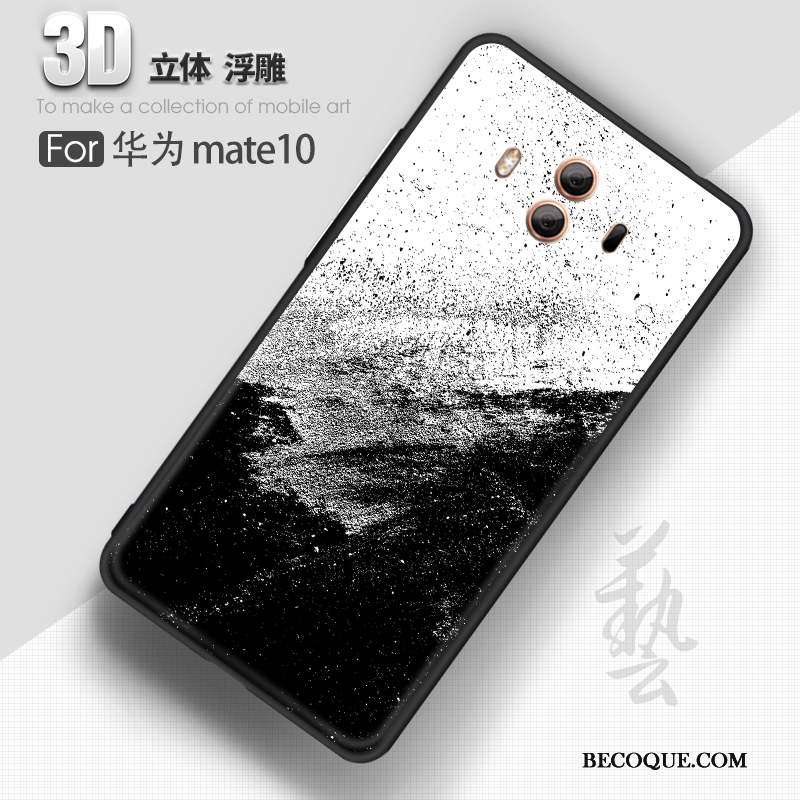 Huawei Mate 10 Coque Délavé En Daim Fluide Doux Silicone Tendance Gaufrage Tout Compris