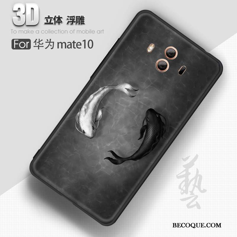 Huawei Mate 10 Coque Délavé En Daim Fluide Doux Silicone Tendance Gaufrage Tout Compris