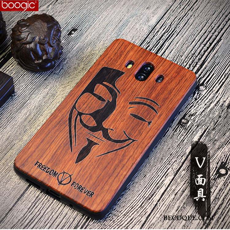 Huawei Mate 10 Coque En Bois De Téléphone Vintage Créatif Incassable