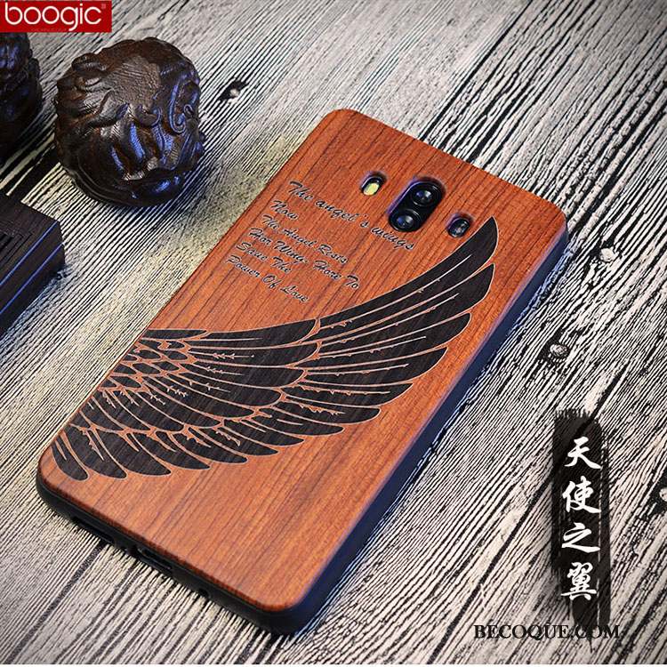 Huawei Mate 10 Coque En Bois De Téléphone Vintage Créatif Incassable