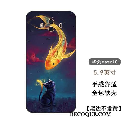 Huawei Mate 10 Coque Fluide Doux Silicone Style Chinois Tout Compris Amoureux Bleu Clair