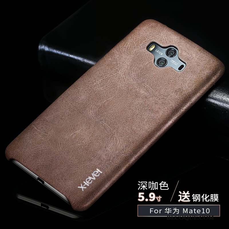 Huawei Mate 10 Coque Incassable Tendance Noir Étui Étui En Cuir Très Mince