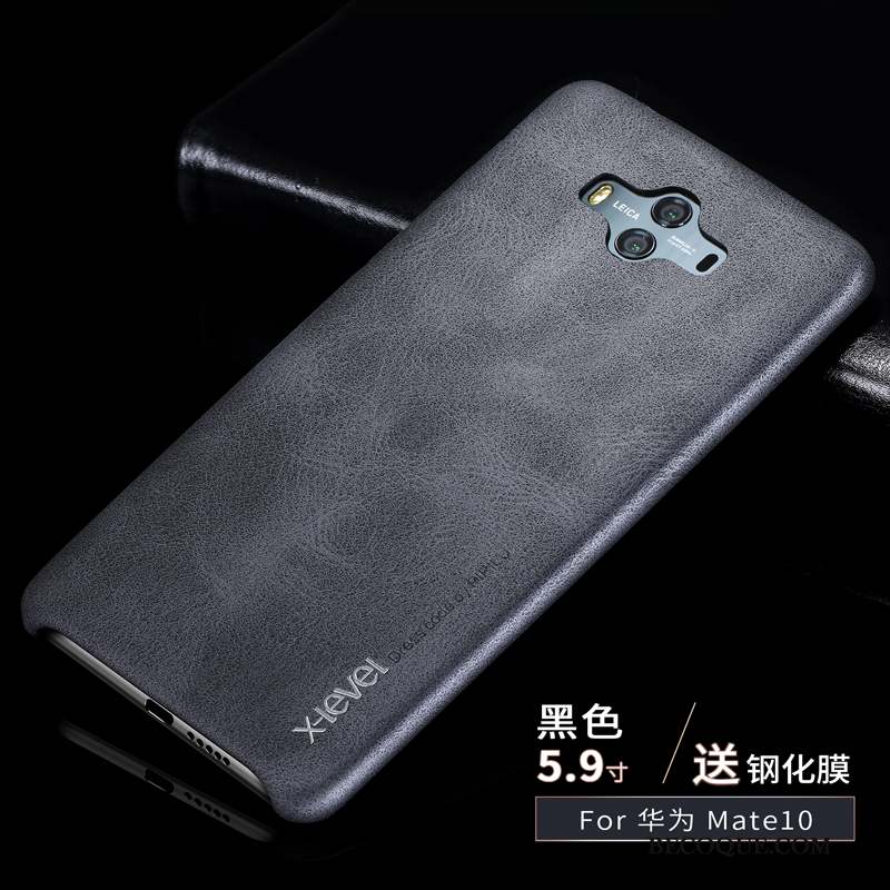 Huawei Mate 10 Coque Incassable Tendance Noir Étui Étui En Cuir Très Mince