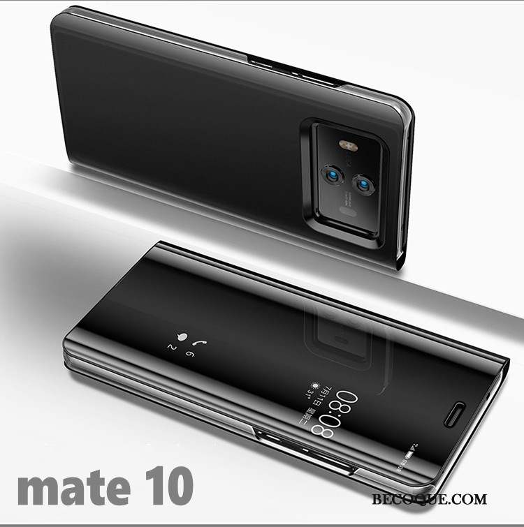Huawei Mate 10 Coque Miroir Noir Housse Placage Incassable Support