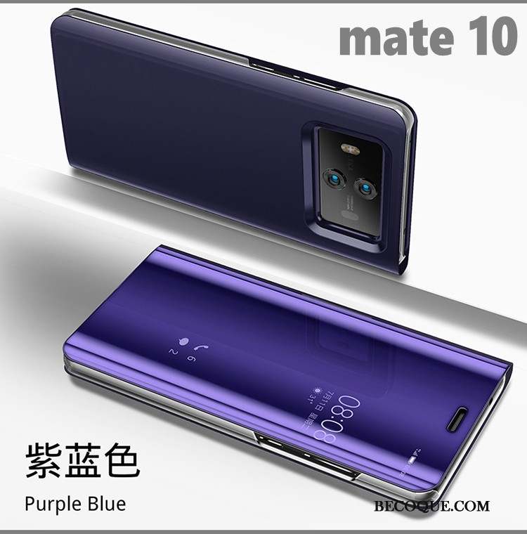 Huawei Mate 10 Coque Miroir Noir Housse Placage Incassable Support