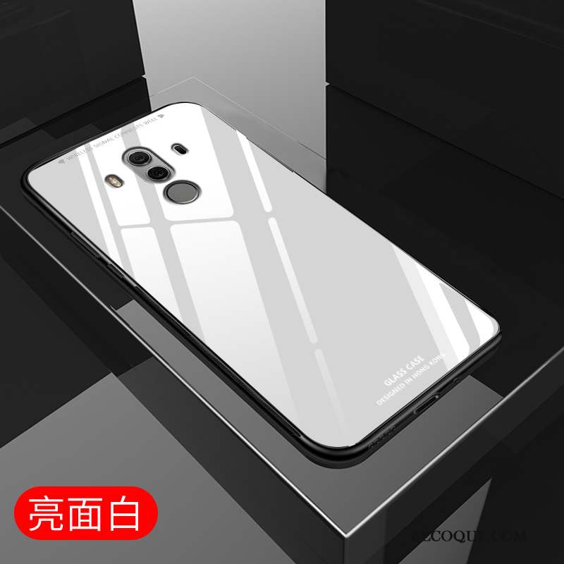 Huawei Mate 10 Coque Protection Difficile Blanc Étui Silicone Verre