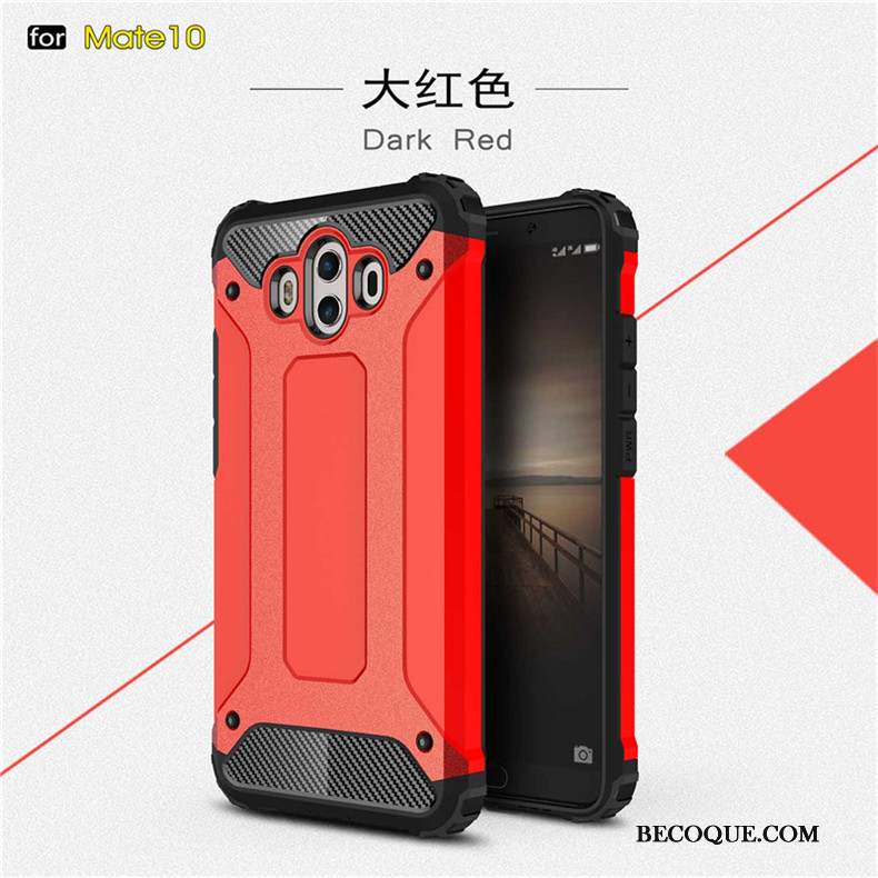 Huawei Mate 10 Coque Silicone Trois Défenses Lustre Étui Métal Or